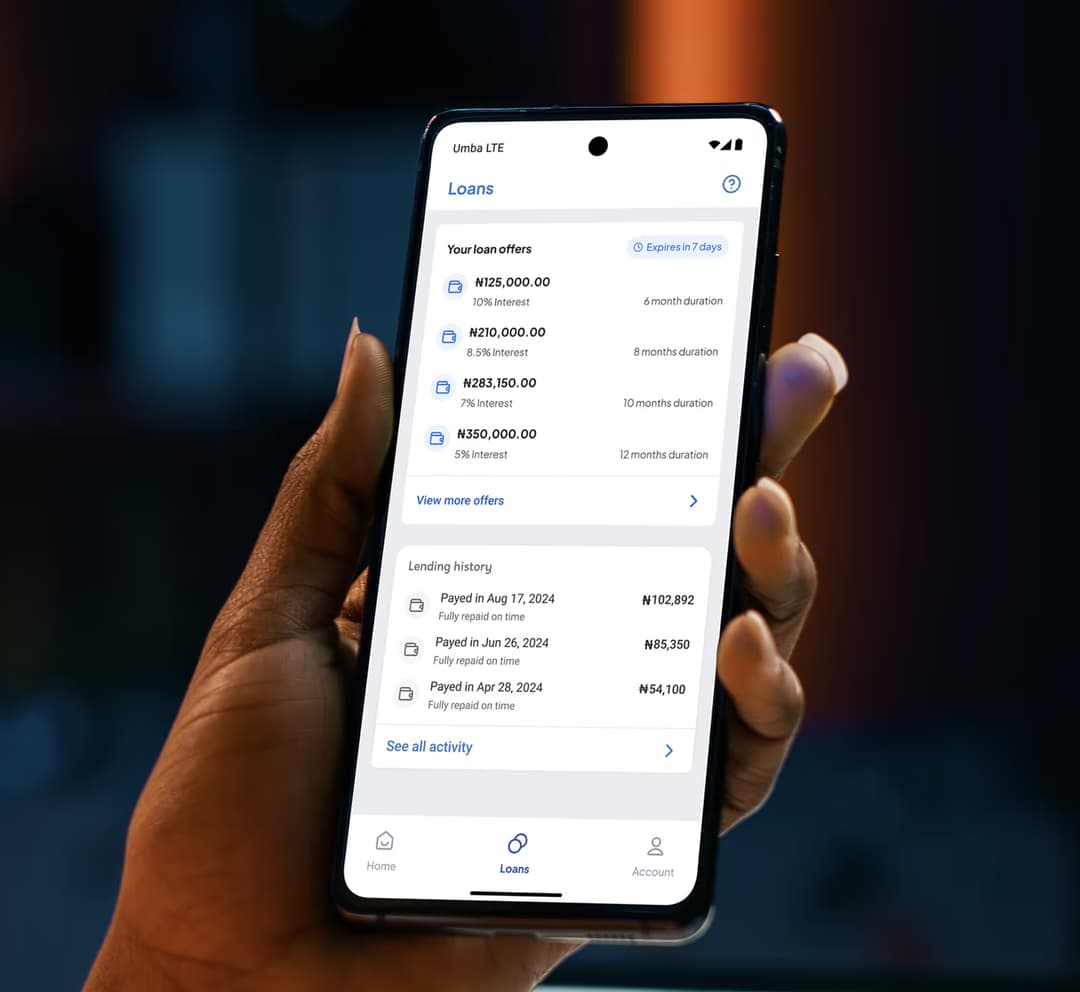 Umba app showing loan details